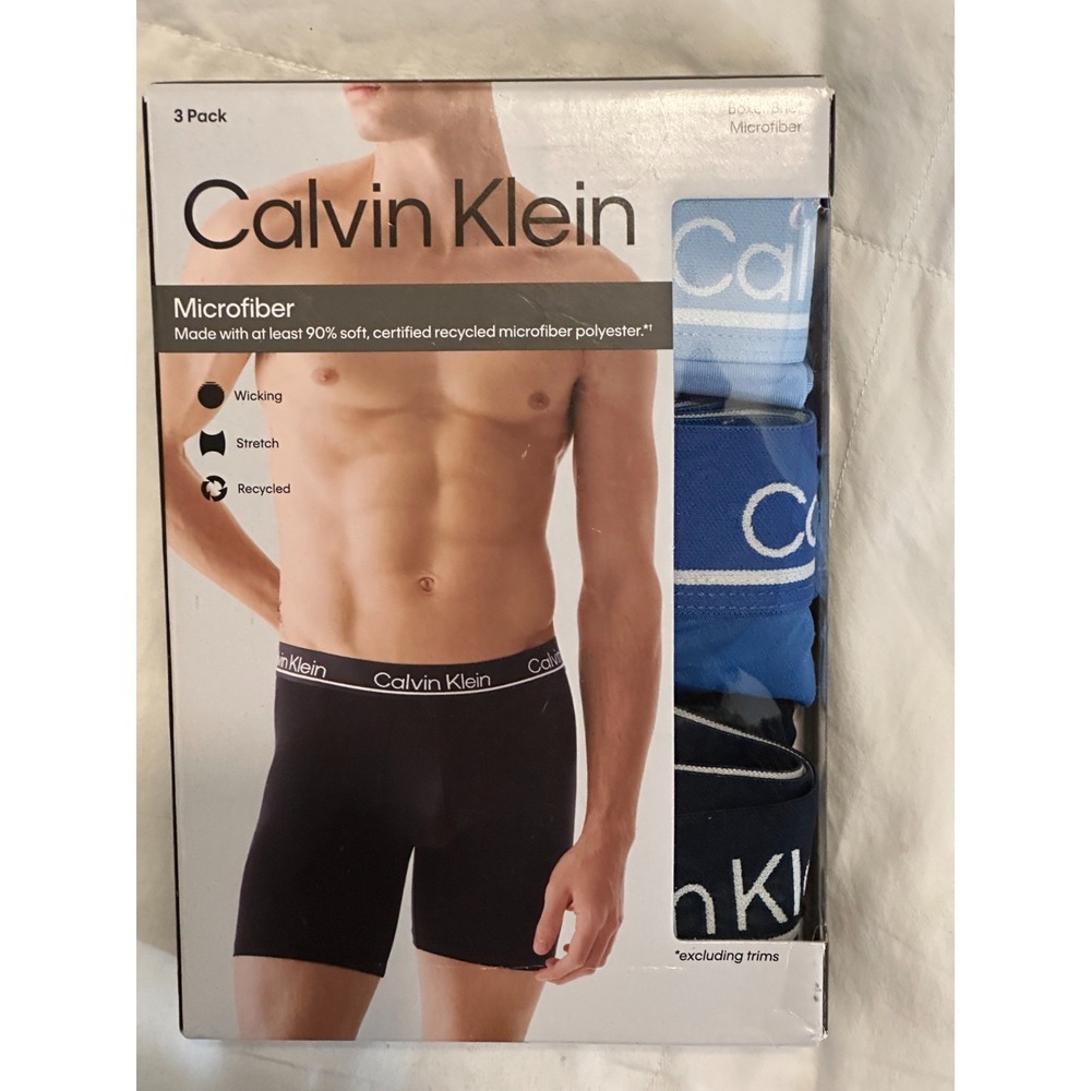 Calvin Klein ~ MICROFIBER Boxer Brief ~ Size Medium - 3pk Blue-Colors
